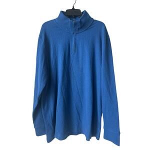 St. John’s Bay Estate Blue 1/4 Zip Up Jersey Sweater Men’s XL 100% Cotton Comfy